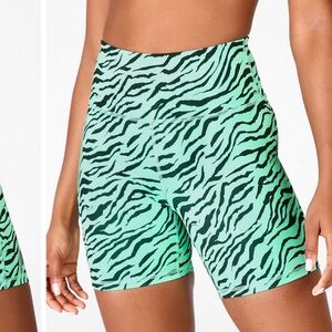 Fabletics Green Zebra Print Bike Shorts